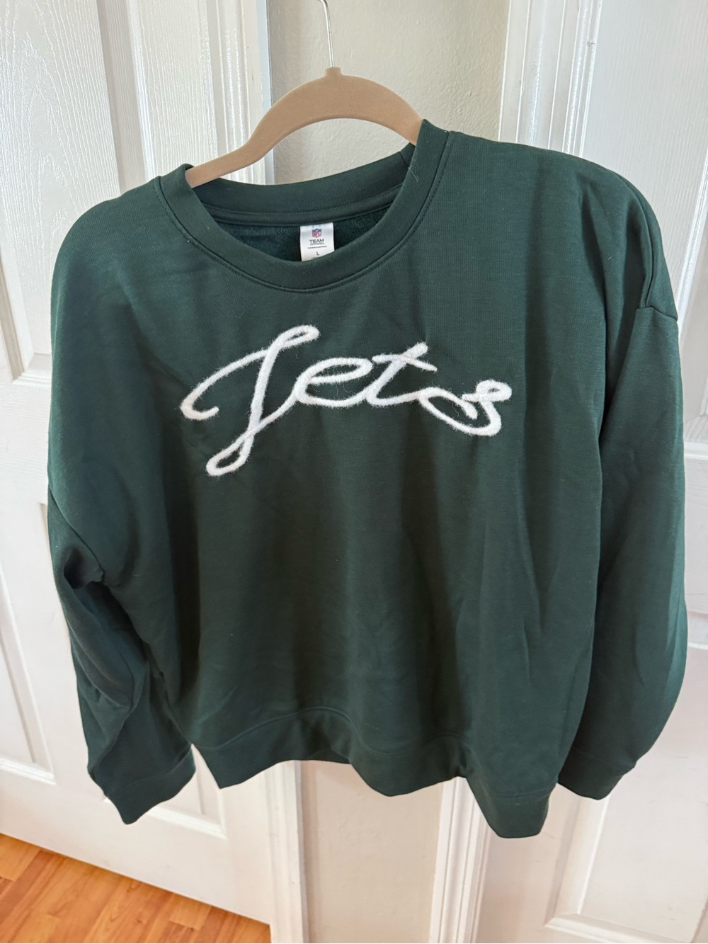 NFL Dark Green Crewneck Sweater with White Jets Script